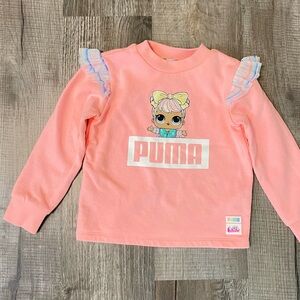 Puma LOL Girls Sweatshirt Pink Ruffled Size 5